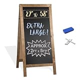 Ilyapa A-Frame Chalkboard Sidewalk Sign - 58 x 27 inches, Folding Standing Sandwich Sign – Freestanding Barnwood Magnetic Sandwich Menu Display