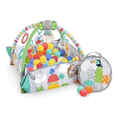 Bright Starts 5-in-1 Your Way Ball Play - Jumbo Play Mat Converts to Ball Pit Baby Gym, Newborn to Toddler - Totally Tropical (Green) Cover