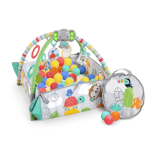 Bright Starts 5-in-1 Your Way Ball Play – Jumbo Play Mat Converts to Ball Pit Baby Gym, Newborn to Toddler – Totally Tropical (Green)