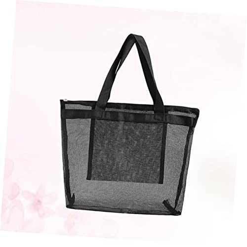 ABOOFAN Large Tote Bag Mesh Bag Waterproof Shopping Tote for Dry Wet Clothes Black2