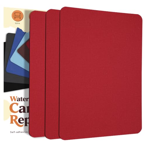 Fadoub Canvas Repair Patch, Self Adhesive Waterproof 9x11in(3 Pcs), Red