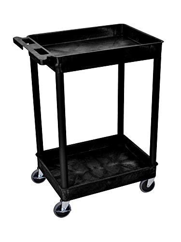 Offex OF-STC11-B 2 Shelf Mobile Home Office Storage Tub Utility Cart, Black