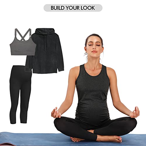 Ecavus Women's Maternity Tank Tops Seamless Racerback Sleeveless Workout Athletic Yoga Tops Pregnancy Shirt #TOP4