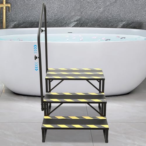 Escalera de 3 peldaños con pasamanos 450 lb acero miniatura 4