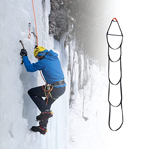 Kailas Climbing Rope Aider Rope Ladder 5 Step Lightweight For Rock Climbing Rescue Climbing Etrier Foot Ascender Ascending Loop Webbing, Black #TOP2