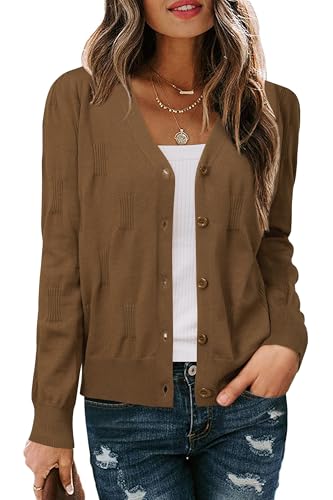 Image of Arach&Cloz Women's Soft Cropped Cardigan Casual Lightweight Shrug Sweater Tops