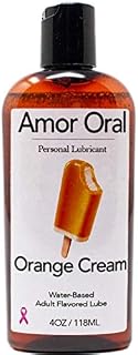 Amor Oral Orange Cream Flavored Lube, Edible and Body Safe, Water-Based Personal Lubricant