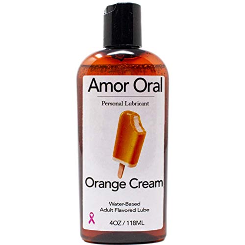 Amor Oral Orange Cream Flavored Lube, Edible and Body Safe, Water-Based Personal Lubricant