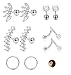 JOERICA 3 Pairs Stainless Steel Silver Ear Cartilage Earrings for Women Girls Tragus Helix Earring Cute Conch Flat Back Piercing Jewelry 16G (C:5 Pairs)