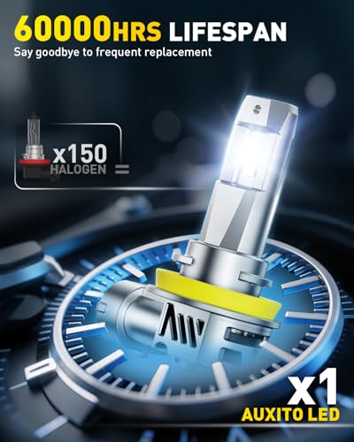 Image of AUXITO H11 H8 H9 LED Bulbs Combo, 15X Brighter, 5-Min Install, IP68, 2 Pack