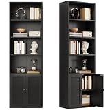 Coleshome Bücherregal mit Türen Regal mit 6 Ebenen, Bücherschrank 48 x 24 x 176.4 cm Schrank,...