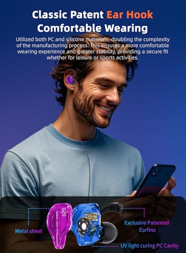Image of CCZ DC01 pro in Ear Monitor Headphones Ultrastrong Bass Edition Gaming Earbuds with Professional V-Shape Tuning 4N OFC Cable for Musicians /Singers /Audiophiles (with Mic, Purple)