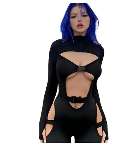Mono sexy ajustado para mujer con manga larga y aberturas para fiestas nocturnas