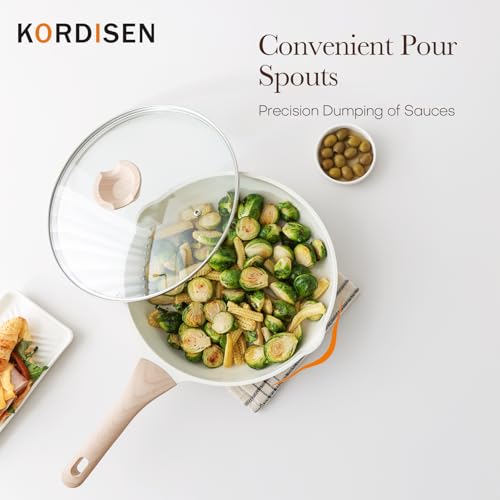 Kordisen Set di Padelle in Ceramica a Induzione 20/24/28 cm, Set di Padelle Antiaderenti con Coperchio, Sane e Atossiche, Senza PFOA e PFAS - immagine 5