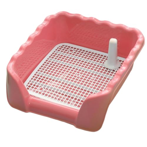 Ghbunuz 犬用トイレトレイ、特大、尿はね防止、取り外し可能、お手入れ簡単、ハイフェンス、トレーニング、トイレトレーニング、大型犬の排泄物、小便器、トイレフェンス、尿パッド、中型犬と大型犬に適しています (ピンク,M:38*38*12cm)