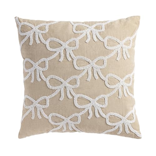 Almohada cuadrada con lazo y cuentas 45.7 x 45.7 cm