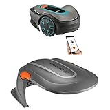 GARDENA 15202-41 SILENO Minimo - Automatic Robotic Lawn Mower with Free Garage, Bluetooth app and Boundary Wire, The quietest in its Class, for lawns up to 5400 Sq Ft, Made in Europe
