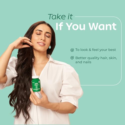 Image of Arth Biotin Capsules For Hair Growth, Skin & Nails - 120 Veg Capsules for Men & Women | Vitamin A, B, D3, Folic Acid, Keratin Builder & Hyaluronic Acid | Supplement For Healthy Hair, Nails & Skin