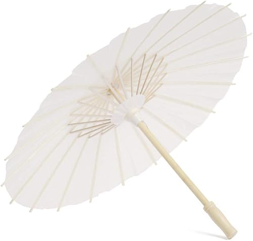 Miniatura 5 de Toyvian Paraguas de papel blanco clásico a prueba de lluvia chino paraguas foto decoración 11.8 in diámetro aleatorio estilo paraguas mango