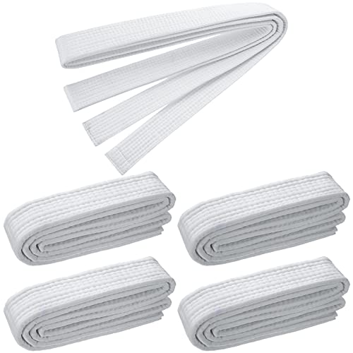 4 Pieces White Taekwondo Belt Cotton Judo Hapkido Martial Arts Uniform Karate Belt Universal Fit Rank Belt Martial Arts Belt For Men Women Martial Arts Sports Costume Supplies (115 Inch) #TOP18