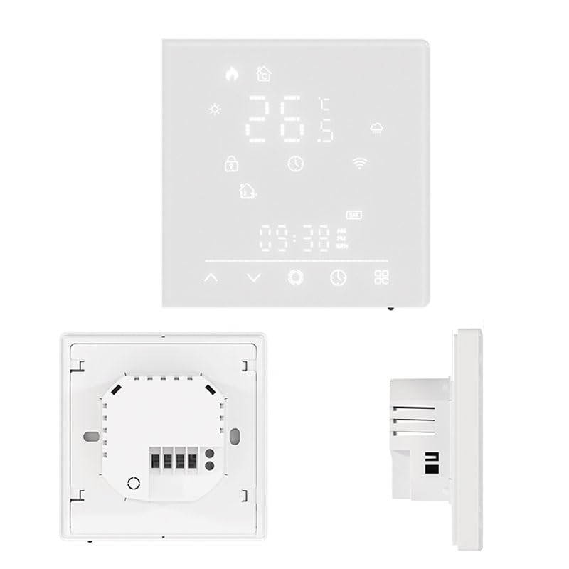 Inteligentny termostat WiFi, inteligentny chronotermostat do ogrzewania podłogi wodnej, kompatybilny z Apple Home, Google Assistant, Alexa, Samsung SmartThings, Tuya, Smart Life, biały