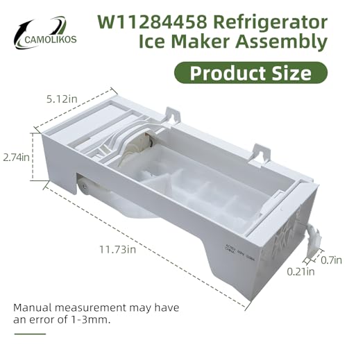 W11284458 Refrigerator Ice Maker Assembly Fits for Whirlpool W11088559 Ice Maker Replace 4961086 AP6809232 PS12584610 EAP12584610 NTXA001WA1