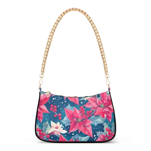 Sac à bandoulière Noël épicéa pour femme, sacoche tendance aquarelle poinsettia