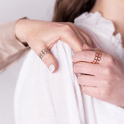 ALEXASCHA Mutter Tochter Geschenk • Ring Set aus 2 Statement Ringen in Silber & Roségold • Muttertagsgeschenk • Schmuckset verstellbar ab Größe 60 (Ø 19 mm)