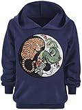 HIGHLIGHTS: Jungen Kinder Kapuzenpullover in modernem Design. Griffiger Stoff aus Baumwolle, Dehnbarer Bund, gefüttert und lange Ärmel, Made in Türkei. Tiger/Drache Motiv Druck mit LED-Lichteffekt.