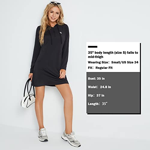 Baleaf Women's Long Sleeve Sun Protection Cover Up Shirt Dress Quick Dry Cooling Swimsuit Coverup Black L #TOP4
