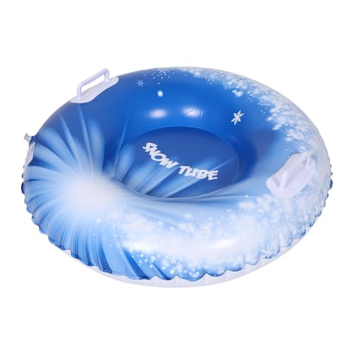 BRIGHTFUFU Inflatable Ski Ring for Kids PVC Heavy Duty Sled Sledding Tube with Handles Winter Outdoor Fun