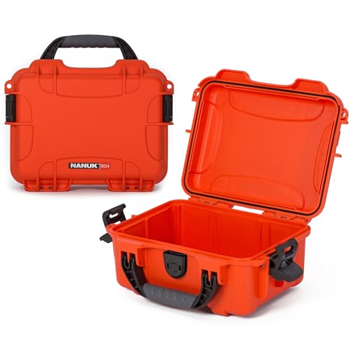 Image of NANUK 904 Empty Hard Case - IP67 Waterproof Protective Hard-Shell Case, Impact-Resistant & Dustproof Storage Case, Perfect for Travel, 10.2 inch x 7.9 inch x 4.5 inch, Made in Canada - Orange