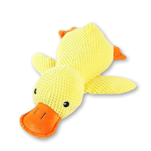 Jouet Anti-Stress Ente pour Chien - Peluche Indestructible pour Petits et Grands Chiens, Doudou Chien avec Design Sécurisé (Jaune)
