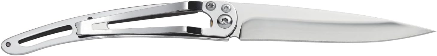 deejo - 27G Folding Pocket Knife with Belt Clip - Art Nouveau Design, 2.95-Inch Stainless Steel Blade, Ebony Wood Handle - Lightweight Everyday Carry for Home, Work, and Outdoor Use