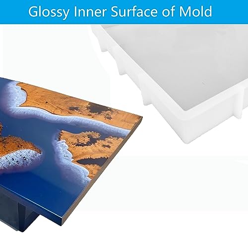 Large Rectangle Resin Table Silicone Molds 16 x 12 Inch Epoxy Resin Silicone Mold for River Coffee Table, Cutting Boards, Serving Trays, Cheese Platter - Thumbnail 4