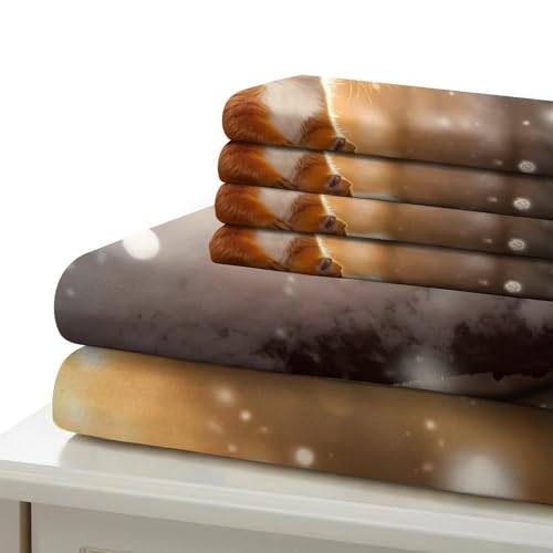 Parure de lit microfibre King 220x240cm avec housse de couette imprimé nœud scintillant et taies
