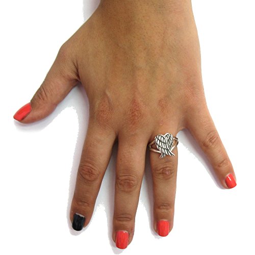 Bague en argent massif 925 Ailes d'ange taille ajustable R001424