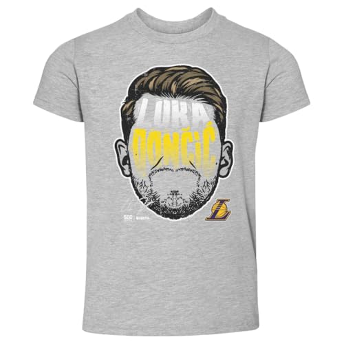 500 LEVEL Luka Doncic Los Angeles Lakers Toddler Shirt - Luka Doncic Los Angeles Lakers Player Silhouette WHT (Heather Gray, 4T)