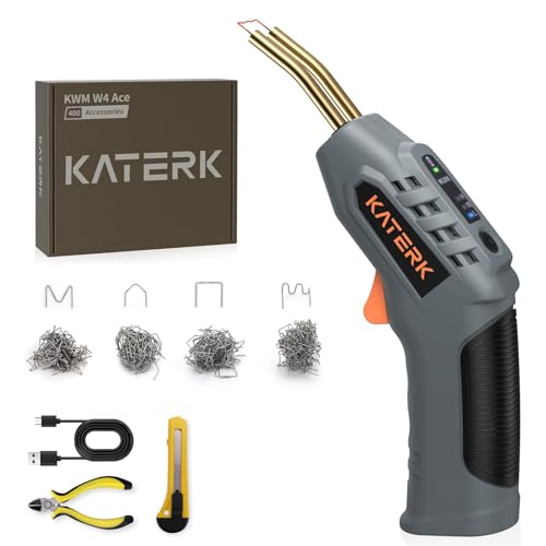 Katerk プラスチック溶接機 コードレス ホットホッチキス400本付属 3段階温度調整 USB充電式 携帯型 プラスチックリペアキット バンパー補修・DIY・おもちゃ修理に最適