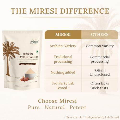 Image of Miresi Date Powder - 100% Natural Dates Powder Organic- Dates Powder for kids - Chemical-Free & No Additives - Ideal for Baking, Cooking, Smoothies | Date Powder For Babies and Kids - 300g