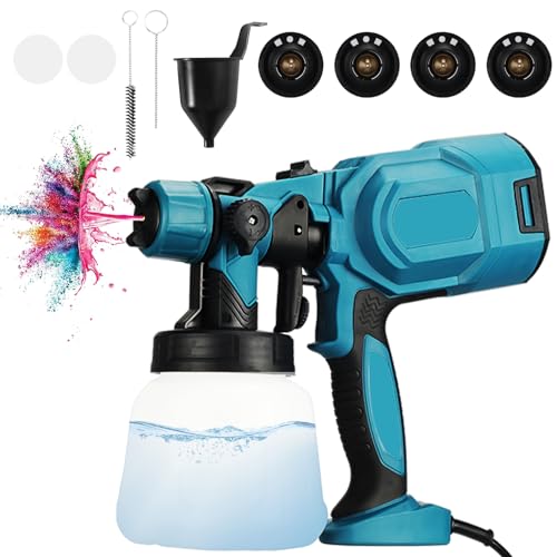 Medición Y Pintura, Home Improvement Pistola para Pintar,Pulverizador de Pintura Eléctrico,1200ml Alto Voltaje Pistola de Pintura de Gran Capacidad, con 4 Cabezales de Pulverización y 3 Modos,...