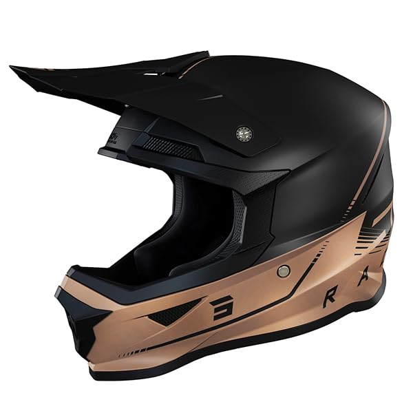 SHOT RACE GEAR Casque Motocross Furious Draw Black Bronze Matt – Casque Moto Cross Enduro Off-Road – Ultra Léger 1300 g – Coque SRS – Ventilation...