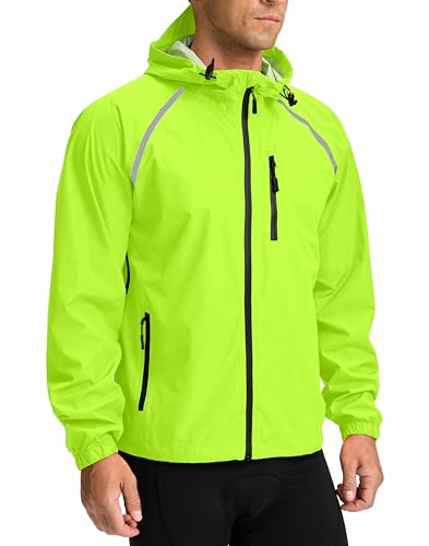 Image of Bikewa Men's Cycling Rain Jackets Waterproof Running Bike Windbreaker Lightweight Packable Hooded Jacket