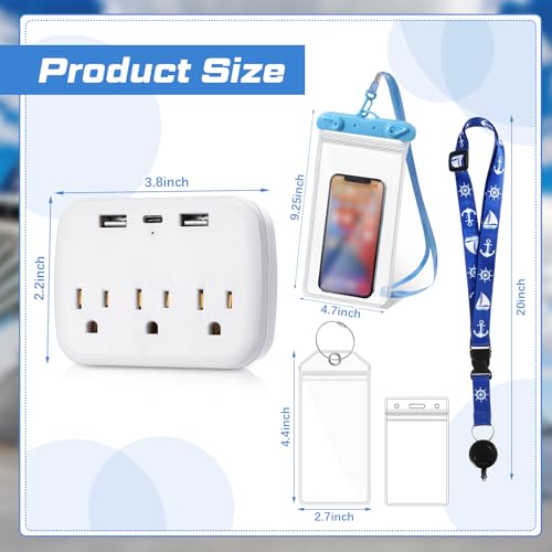Teling Cruise Essentials 2025, 2 Cruise Lanyard, 4 Carnival Luggage Tags for Ships 2025, 2 Waterproof Phone Pouch, 1 Power Strip, Ship Must Haves(Classic Color)2