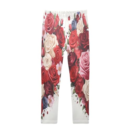Toddler Girls Leggings Printed Yoga Pants Leggings Love Heart Rose for Kids