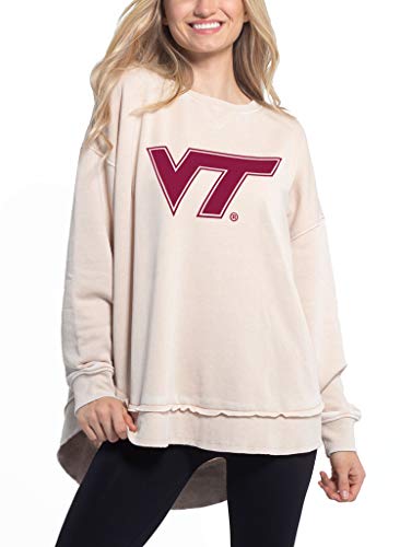 Chicka-d NCAA Virginia Tech Hokies Womens Pullover Sweatshirt, Oatmeal, X-Large