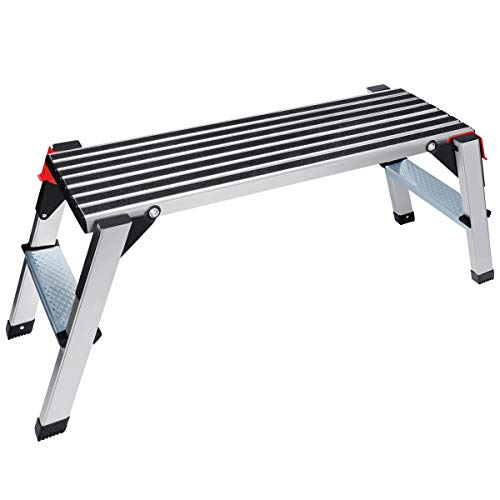 Gimify Work Platform Aluminum Folding Step Ladder Drywall Stool Portable Bench Non-Slip, 330lbs Capacity