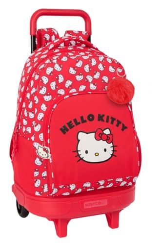 SAFTA Hello Kitty Iconic - Mochila Grande con Ruedas, Compacta, Extraíble, Ideal para Niños de Diferentes Edades, Cómoda y Versátil, Calidad y Resistencia, 33x22x45 cm