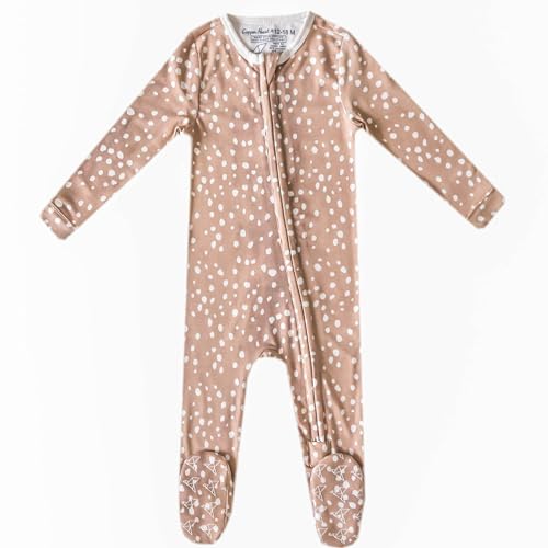 Image of Copper Pearl Zip-Up Footie Baby Pajamas - Soft Newborn Onesies for Boys & Girls, Tag-Free with Two-Way Zipper Baby Sleepers for Newborn - 24 Months, Fawn
