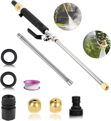 High Pressure Power Washer Wand. Includes 2 Different Nozzles And Hose Quick Connector, High Pressure Hose Nozzle For Garden Car Pet Patio Cleaning (Black)
